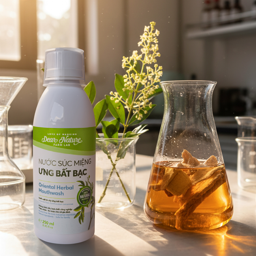 Ứng dụng của dược liệu Ưng Bất Bạc trong Nước súc miệng Dear Nature