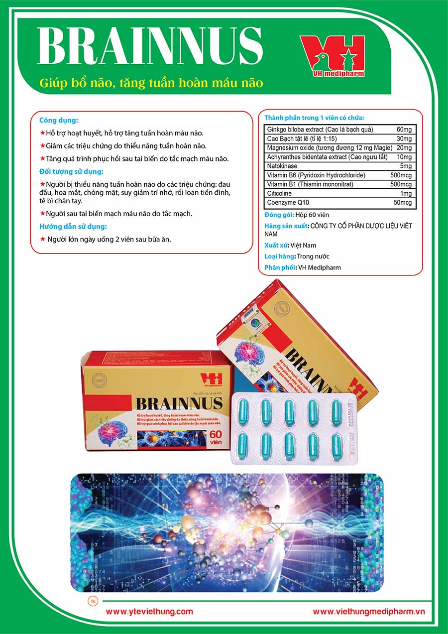 Thông tin trên bao bì của Brainnus