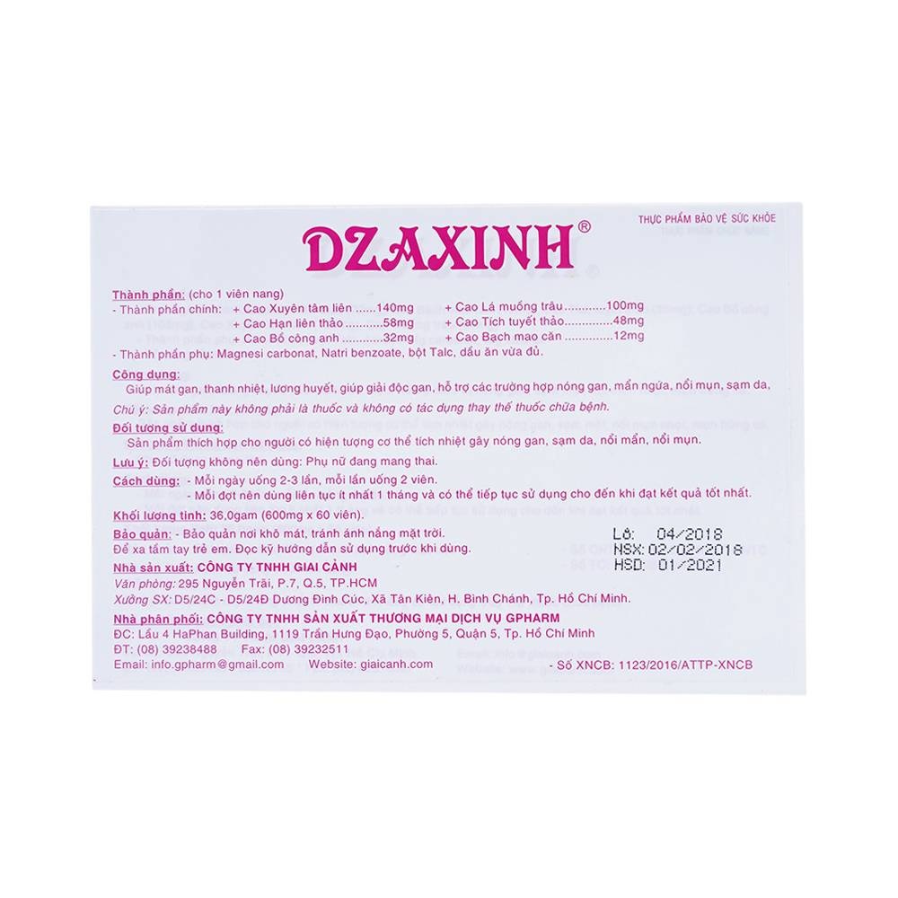 Công dụng của Thuốc Dzaxinh