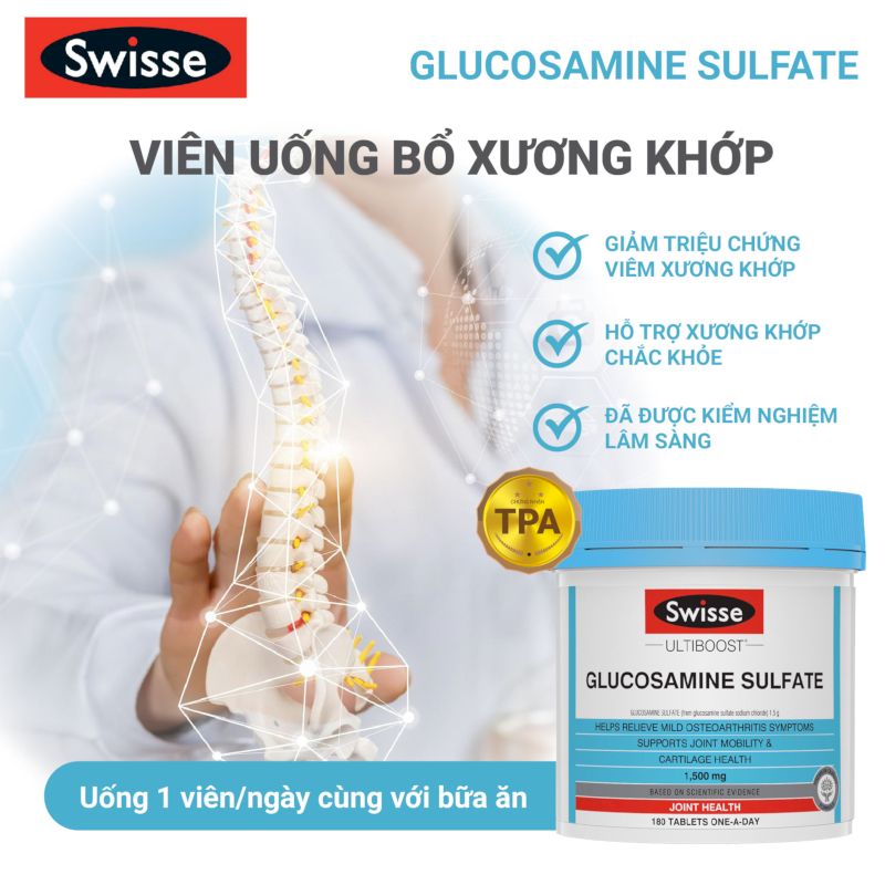 Viên uống bổ xương khớp Swisse Glucosamine Sulfate 1500mg Úc