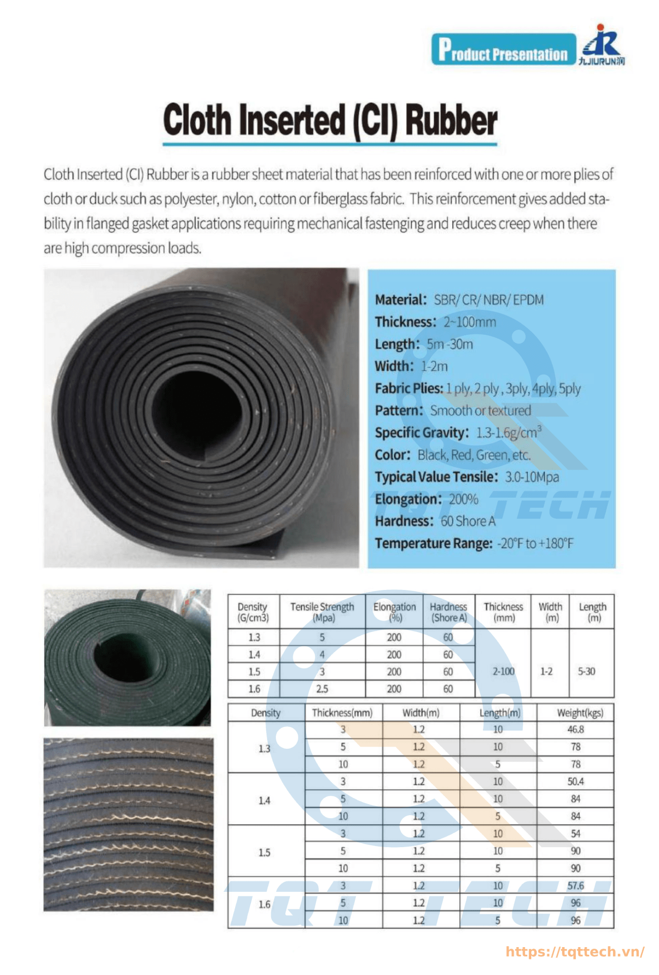 catalogue cao su bố vải