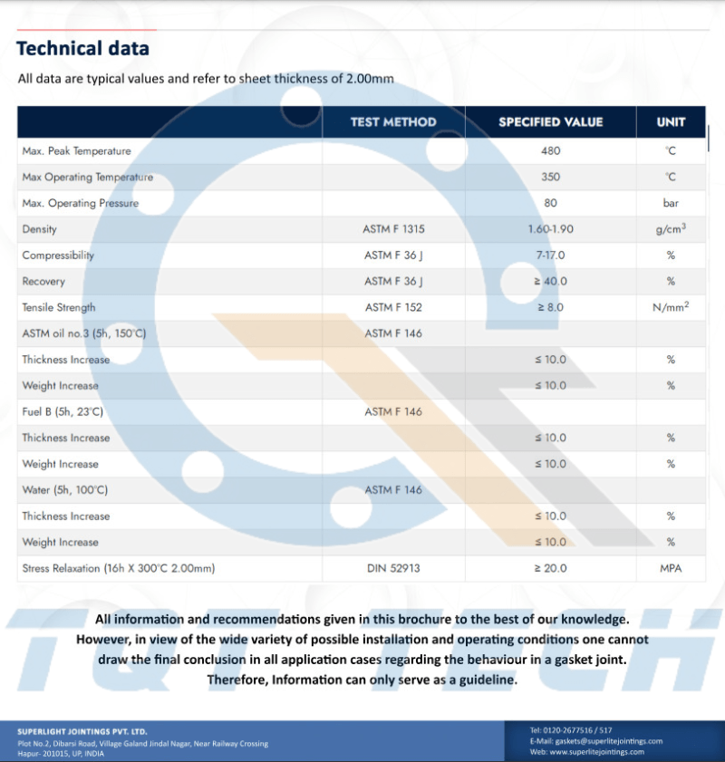 catalogue Tấm gioăng không amiang superlite af c 350 - 2
