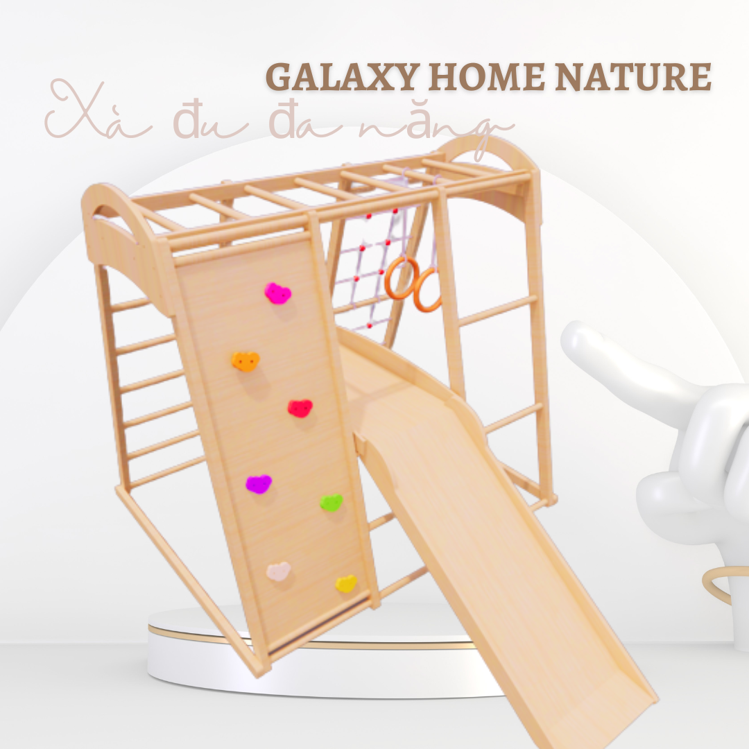 Xà đu đa năng galaxy HOME  - Chất liệu gỗ tự nhiên dây thừng lõi thep nhập khẩu cực chất