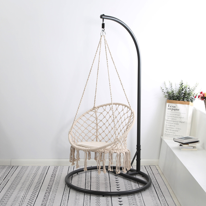 Bộ xích đu cotton swing màu be có cần treo_Chất liệu an toàn thư giãn thoải mái