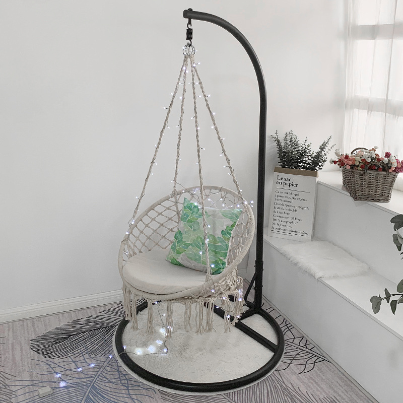 Bộ xích đu cotton swing màu be có cần treo_Chất liệu an toàn thư giãn thoải mái