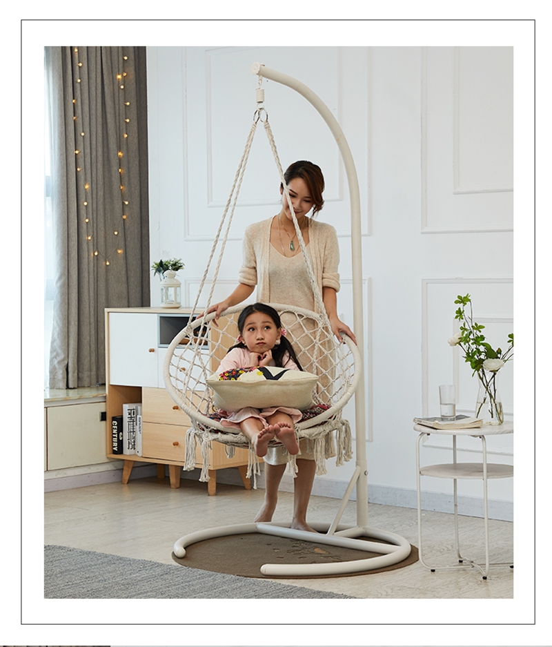 Bộ xích đu cotton swing màu xanh ngọc có cần treo _ Chất liệu an toàn thư giãn thoải mái