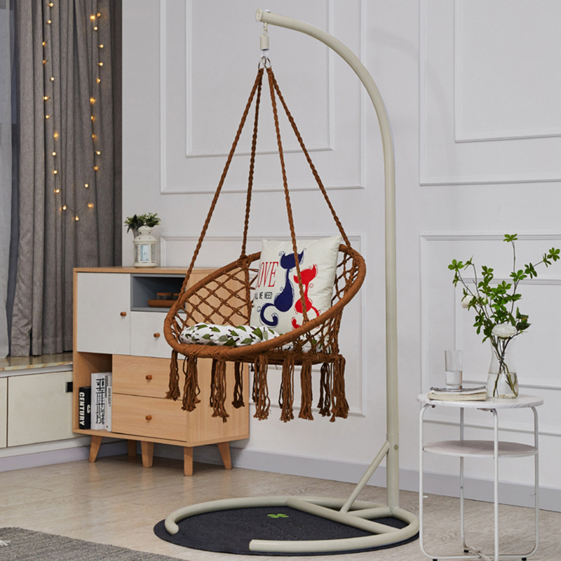 Bộ xích đu cotton swing màu cà phê có cần treo