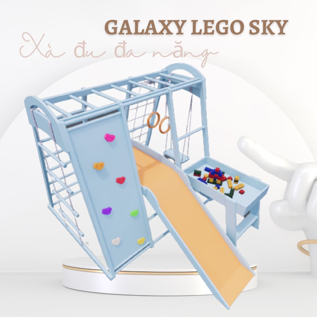 Xà đu đa năng Galaxy lego _ Chất liệu gỗ tự nhiên dây thừng lõi thep nhập khẩu cực chất