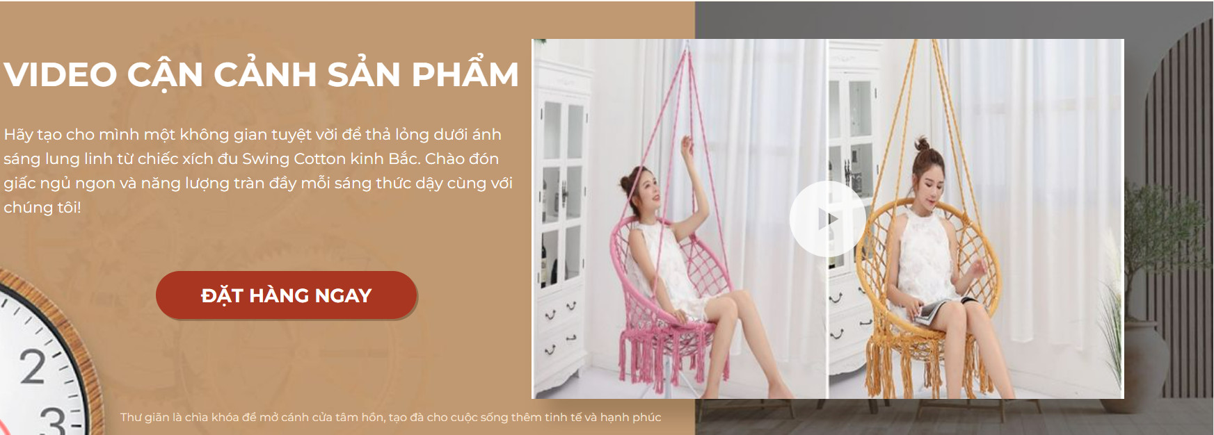 Xích đu Swing cotton màu cam _ Chất liệu an toàn thư giãn thoải mái