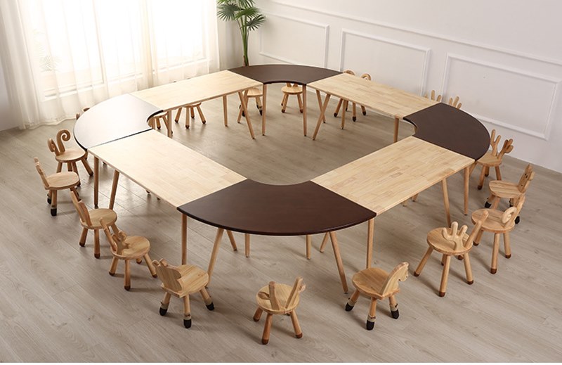 Bộ Bàn gỗ mầm non KBBGMN17 hình đa hình kids table chất gỗ tự nhiên cao cấp cho bé