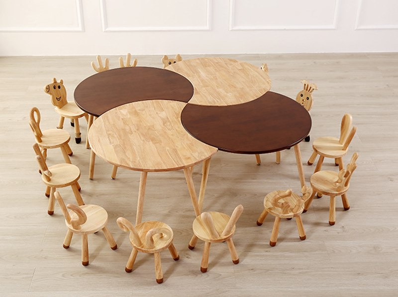 Bộ Bàn gỗ mầm non KBBGMN17 hình đa hình kids table chất gỗ tự nhiên cao cấp cho bé