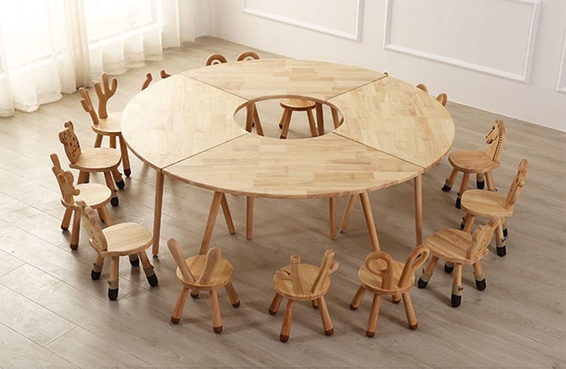 Bộ Bàn gỗ mầm non KBBGMN17 hình đa hình kids table chất gỗ tự nhiên cao cấp cho bé