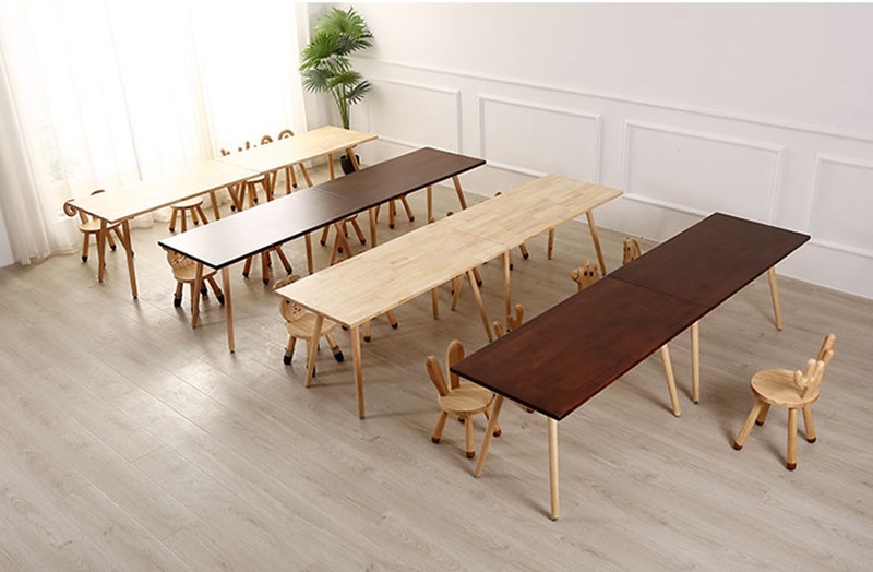 Bộ Bàn gỗ mầm non KBBGMN17 hình đa hình kids table chất gỗ tự nhiên cao cấp cho bé