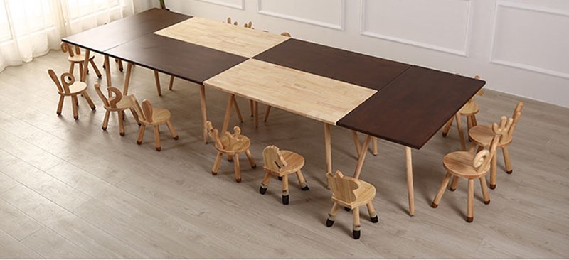 Bộ Bàn gỗ mầm non KBBGMN17 hình đa hình kids table chất gỗ tự nhiên cao cấp cho bé