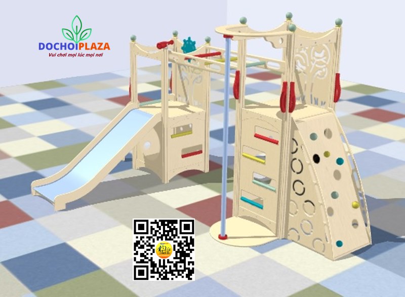 Bộ cầu trượt xà đu nhà khối  gỗ cao cấp Size 501x320x200 Cm Home Playest Kids Wood Slide
