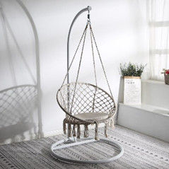 Bộ xích đu cotton swing màu be có cần treo_Chất liệu an toàn thư giãn thoải mái