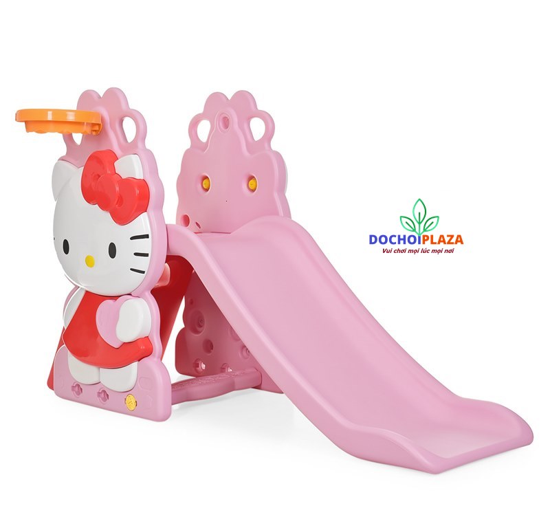 Cầu trượt nhựa Nhà bóng Size 147*76*87 Cm Mẫu mới nhất 2022 Mầu hồng mèo kitty