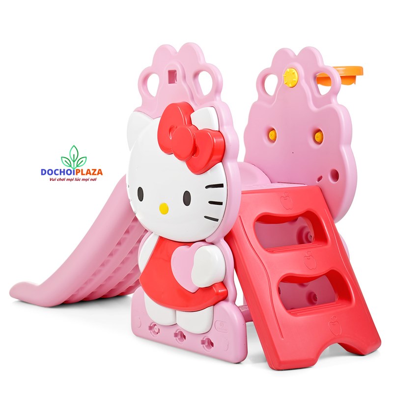 Cầu trượt nhựa Nhà bóng Size 147*76*87 Cm Mẫu mới nhất 2022 Mầu hồng mèo kitty