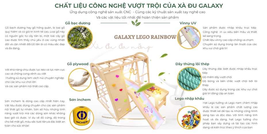 Xà đu đa năng galaxy HOME  - Chất liệu gỗ tự nhiên dây thừng lõi thep nhập khẩu cực chất