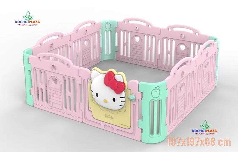 Cũi quây bóng bằng nhựa Size 197x197x68 Cm Mầu hồng Mèo Kitty new