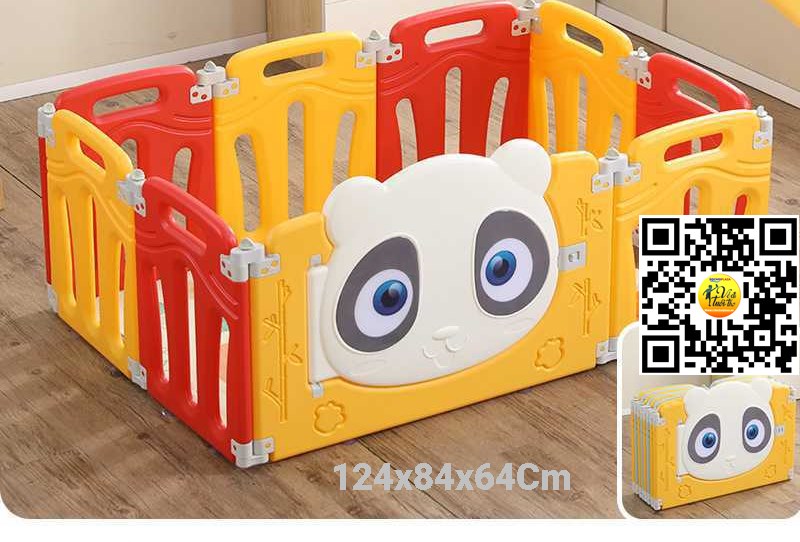 Khung quây Cũi quây bóng gấu trúc panda 8+2 KBKTC05 Size124x84x64 Cm Cao cấp cho bé