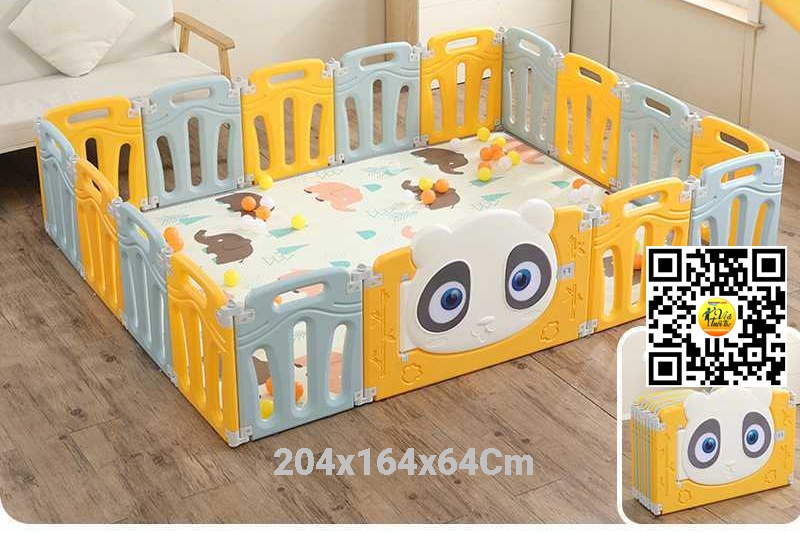 Khung quây Cũi quây bóng gấu trúc panda 16+2 KBKTC04 164x204x64 Cm Cao cấp cho bé