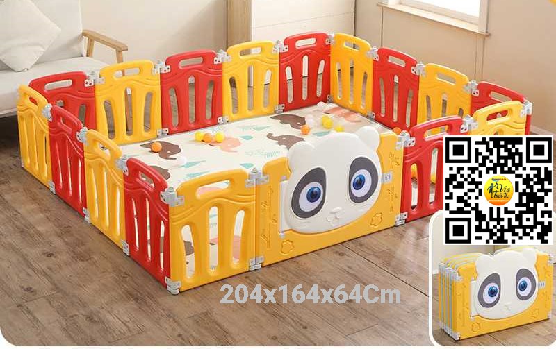 Khung quây Cũi quây bóng gấu trúc panda 16+2 KBKTC04 164x204x64 Cm Cao cấp cho bé