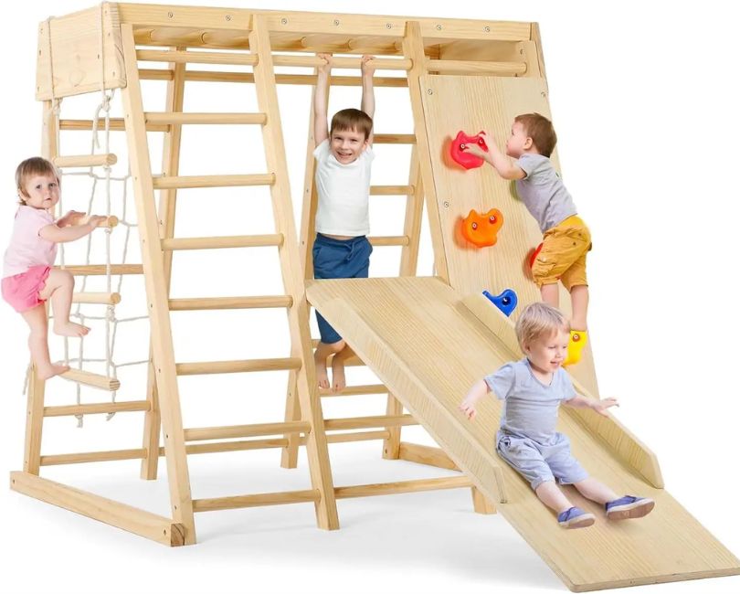 Bộ Cầu Trượt Liên Hoàn Bằng Gỗ Cho Bé – Khu Vui Chơi Mini Ngay Tại Nhà