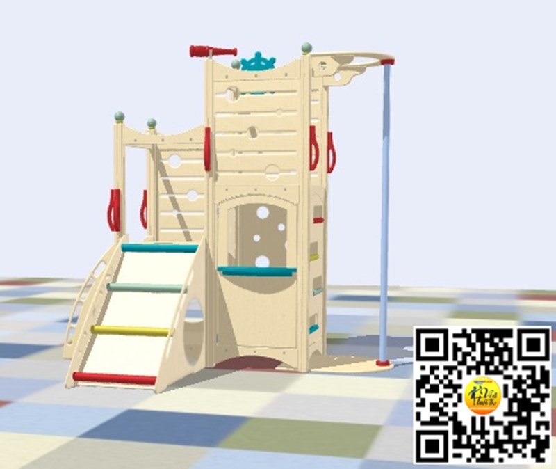 Cầu trượt xà đu vận động Bằng gỗ Size 235x218x200 Cm Playest Kids Wood Slide