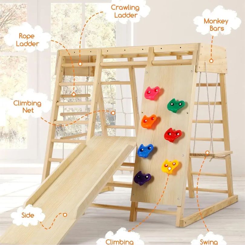 Bộ Cầu Trượt Liên Hoàn Bằng Gỗ Cho Bé – Khu Vui Chơi Mini Ngay Tại Nhà