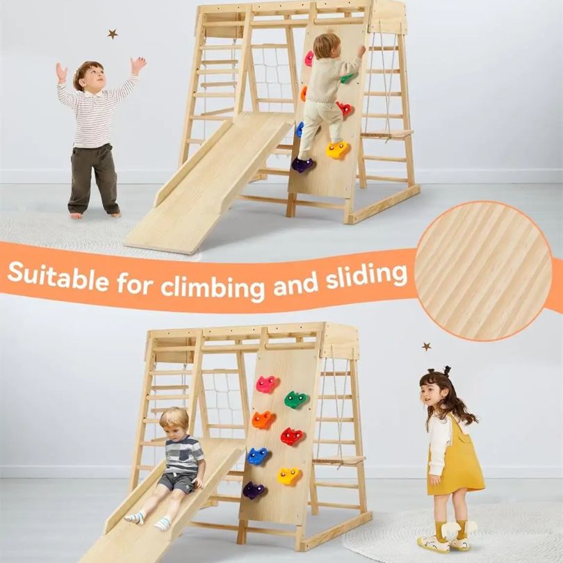 Bộ Cầu Trượt Liên Hoàn Bằng Gỗ Cho Bé – Khu Vui Chơi Mini Ngay Tại Nhà