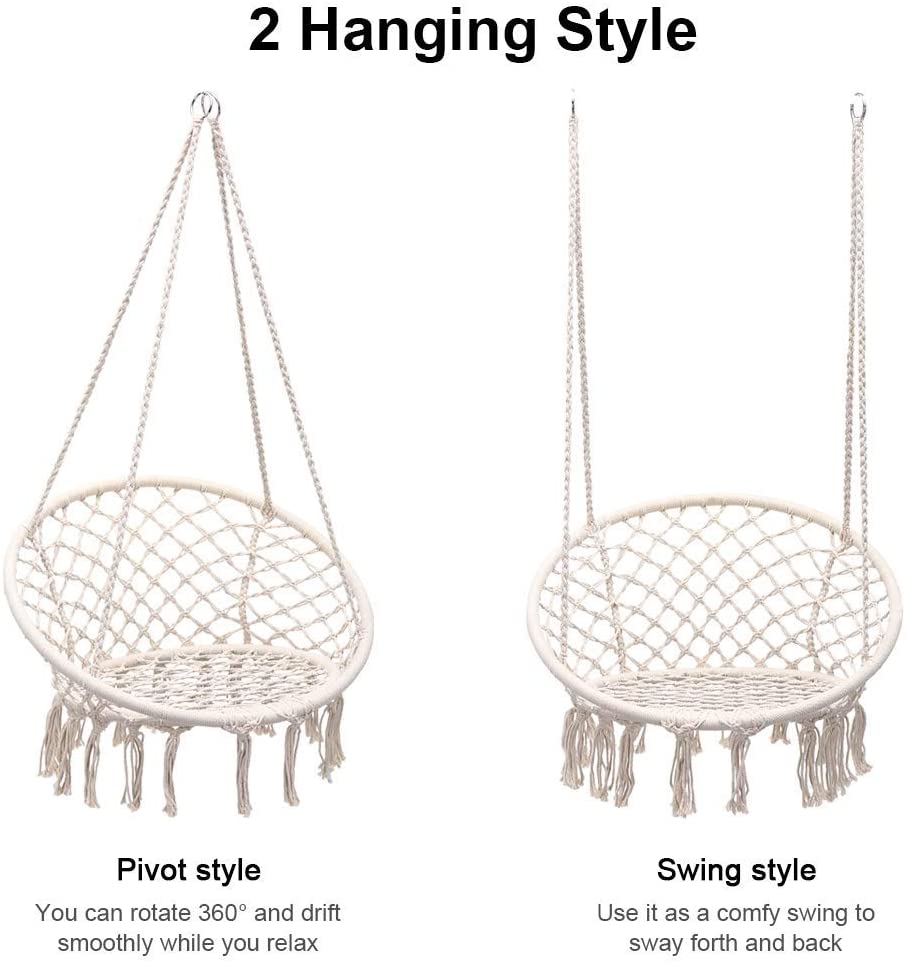 Xích đu Swing cotton màu be _ Chất liệu an toàn thư giãn thoải mái