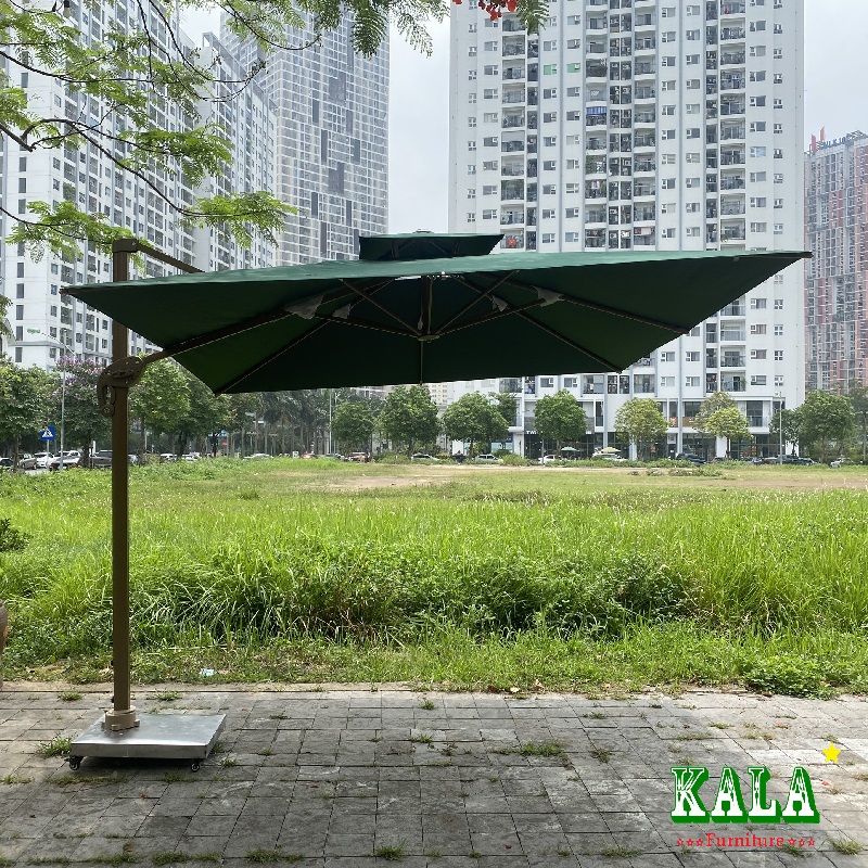Ô dù lệch tâm khung hợp kim nhôm vuông 3x3m màu xanh
