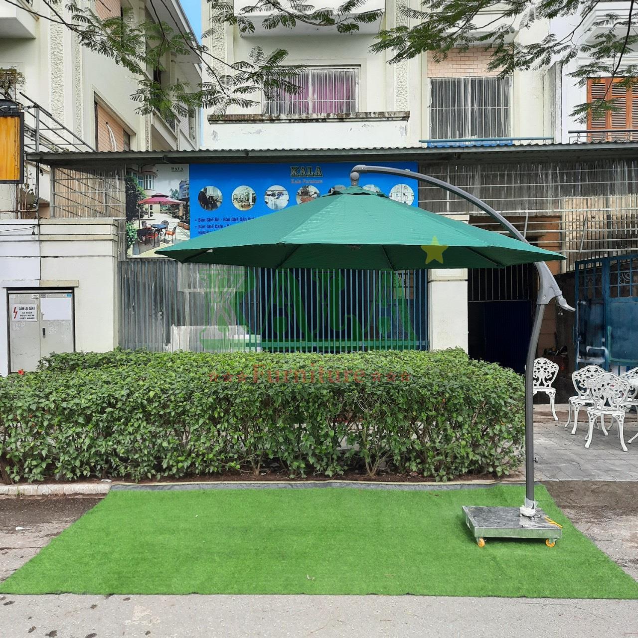 Ô dù lệch tâm nhôm cong tròn 3m màu xanh rêu