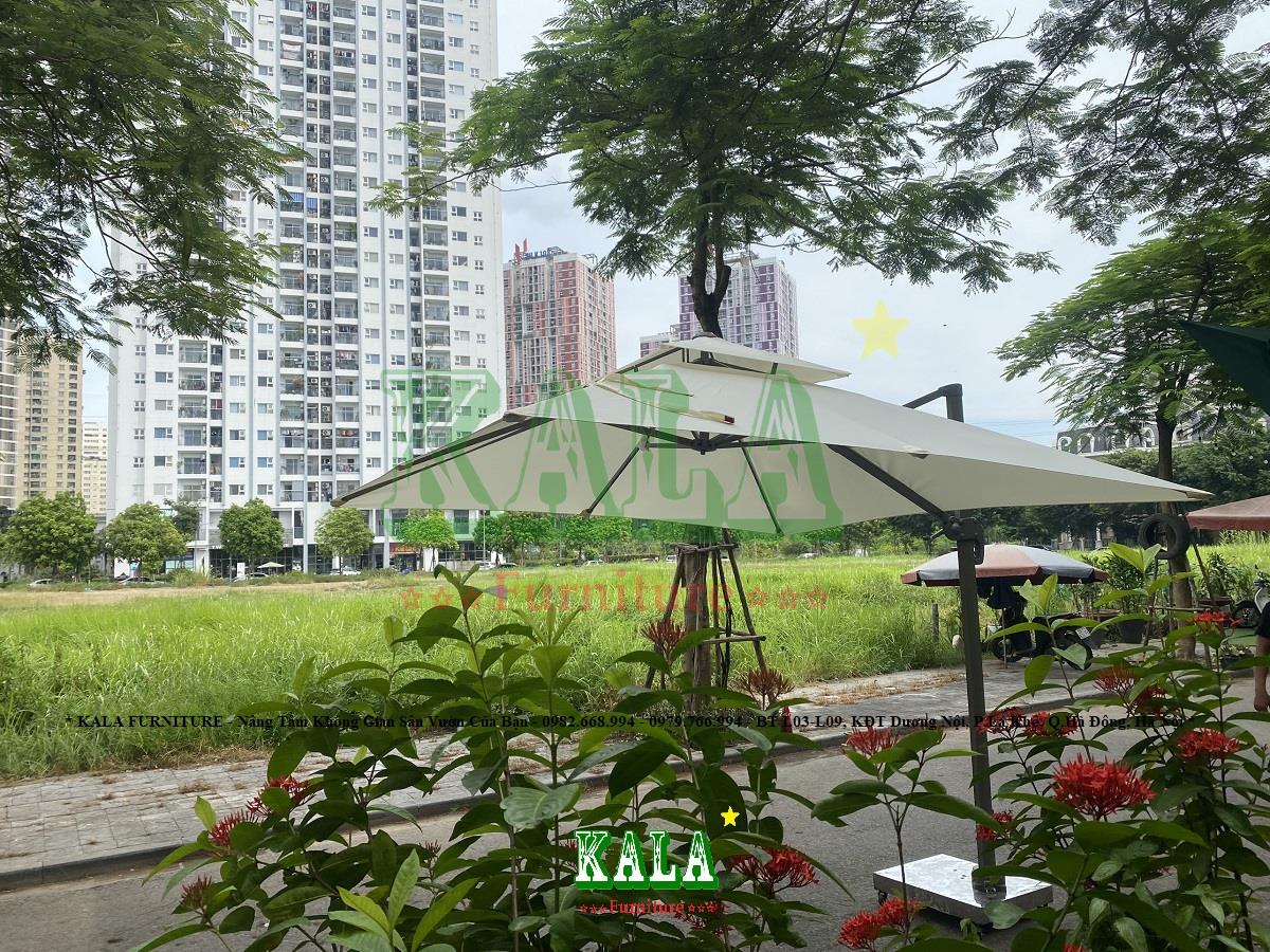 Ô dù lệch tâm khung hợp kim nhôm vuông 3x3m màu trắng