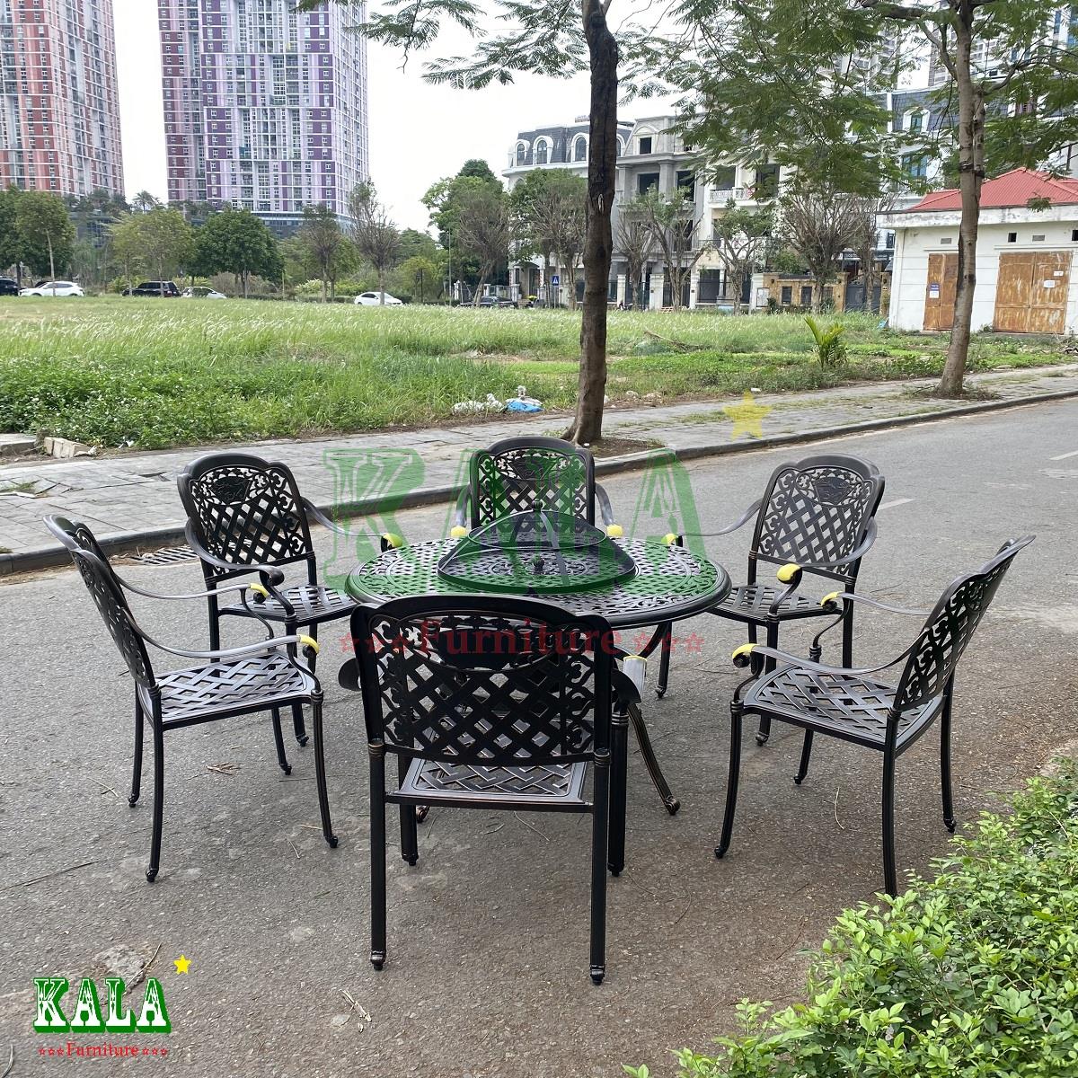 Bàn ghế nhôm đúc tích hợp bếp nướng BGND-BBQ120QT