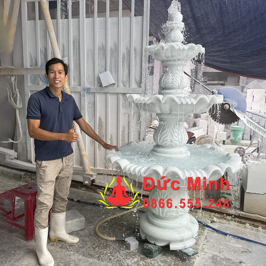 Đài Phun Nước Đá Trắng Phong Thủy Đẹp Tại Hà Nội