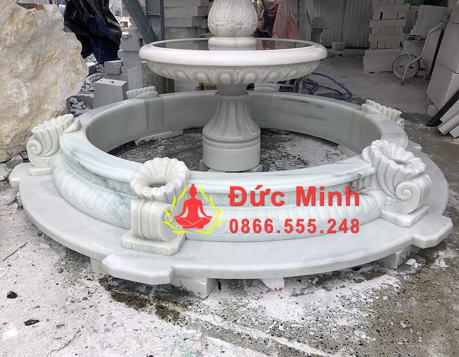 Phần Hồ Đài Phun Nước Đá Trắng Phong Thủy