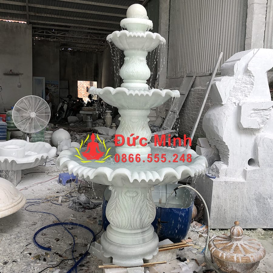 Cung Cấp Đài Phun Nước Đá Phong Thủy Luân Hồi 3 Tầng