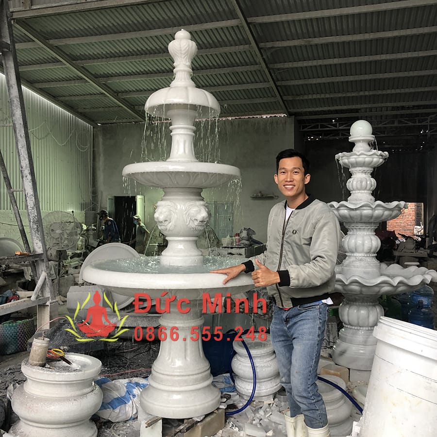 Đài Phun Nước Đá Sư Tử Để Sân Vườn Đẹp Tại Nghệ An