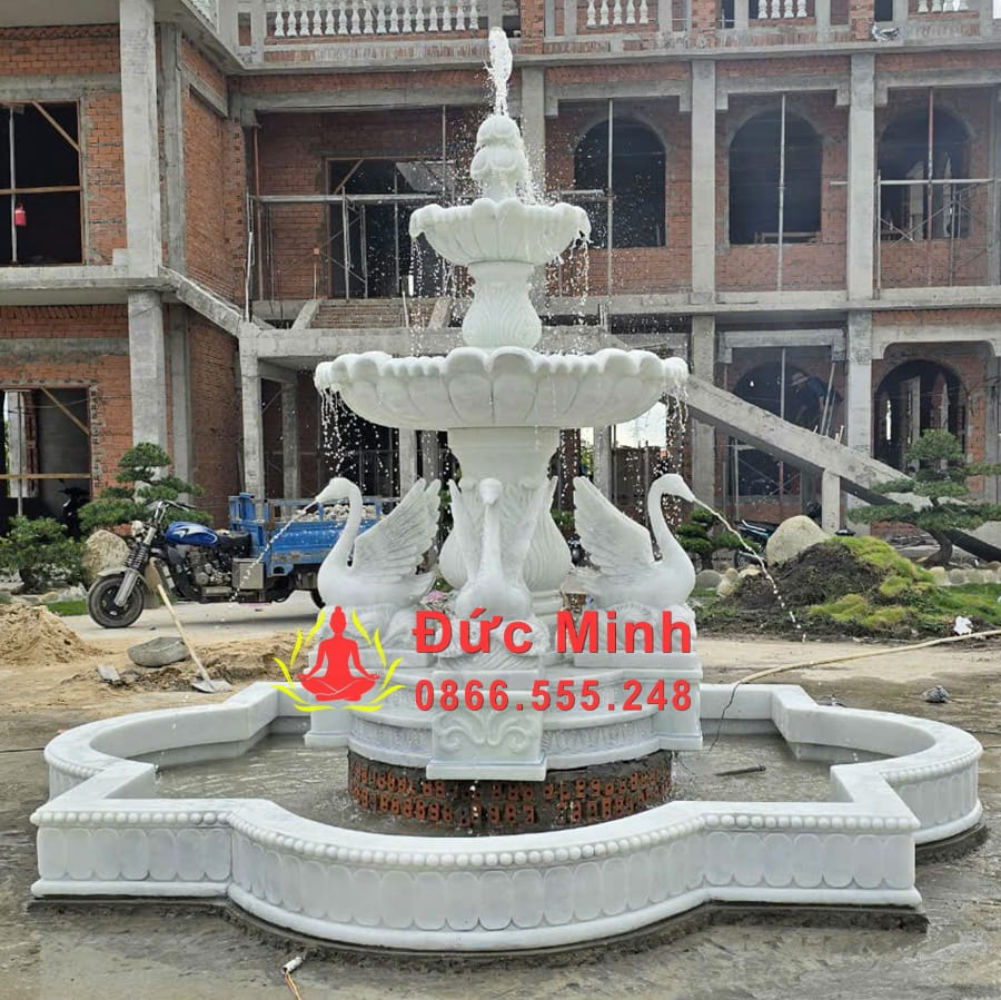 Đài Phun Nước Đá Thiên Nga Đẹp Để Sân Vườn