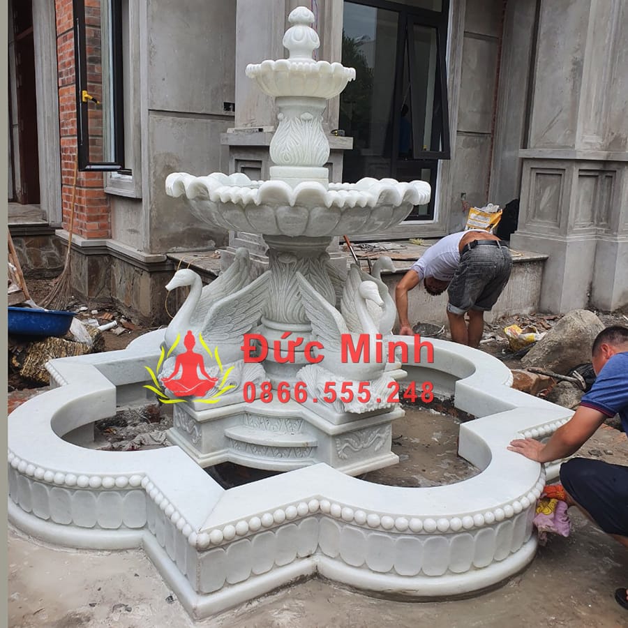 Lắp Đặt Đài Phun Nước Đá Thiên Nga Đẹp Tại Quảng Trị