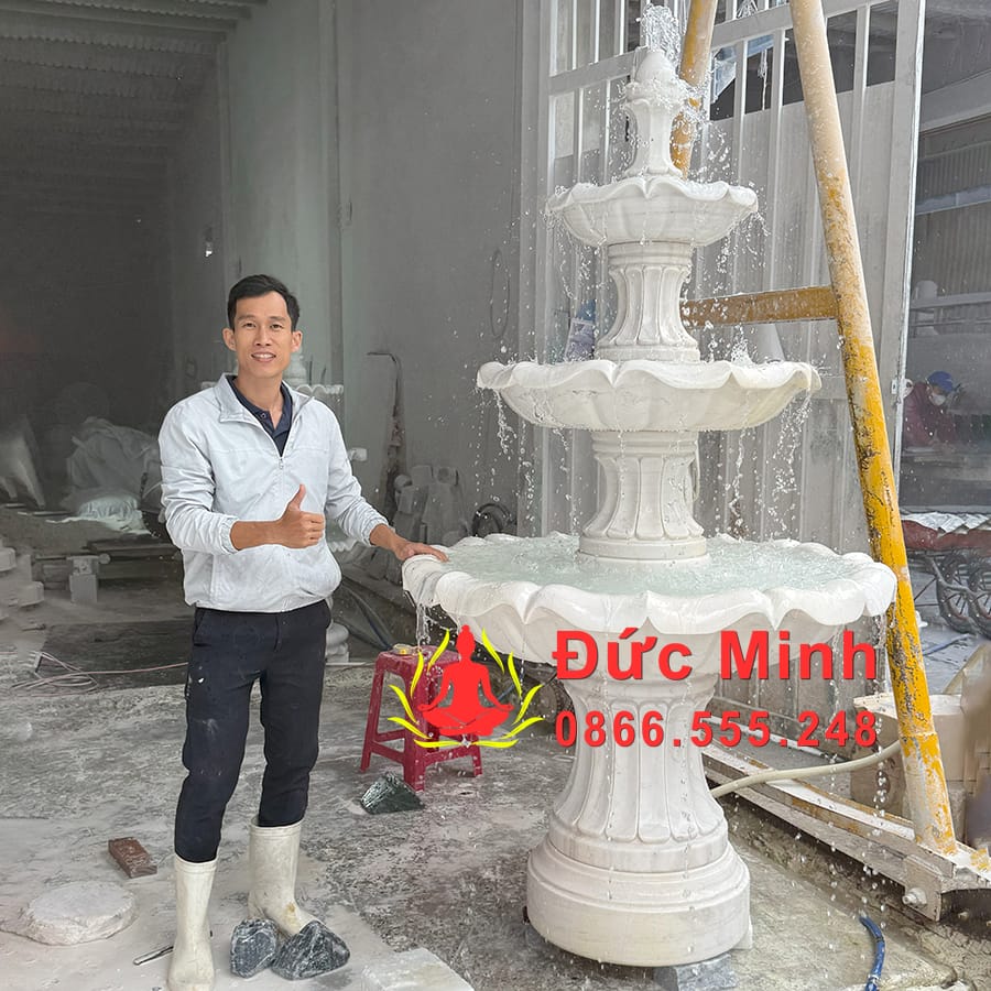 Đài Phun Nước Đá Trắng Phong Thủy Đẹp Tại Hải Phòng