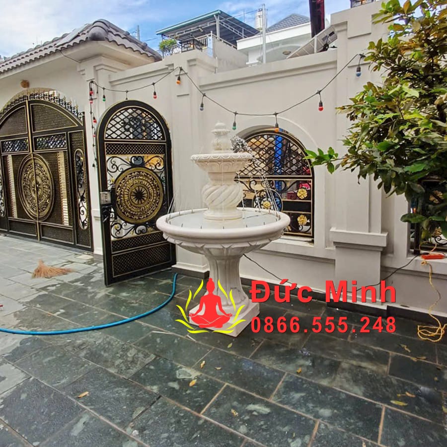 Hoàn Thiện Đài Phun Nước Đá Vàng Phong Thủy Đẹp