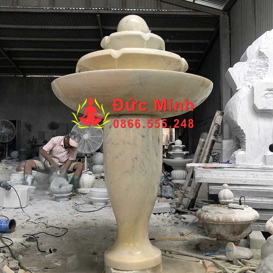 Mẫu Đài Phun Nước Luân Hồi Đá Cẩm Thạch Vàng Đẹp