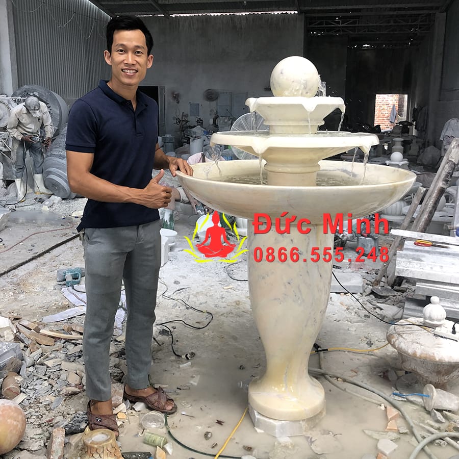 Đài Phun Nước Luân Hồi Đá Cẩm Thạch Vàng Đẹp