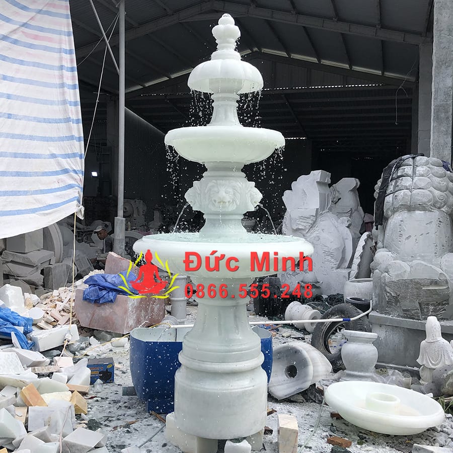 Đài Phun Nước Sư Tử Đá Phong Thủy Đẹp