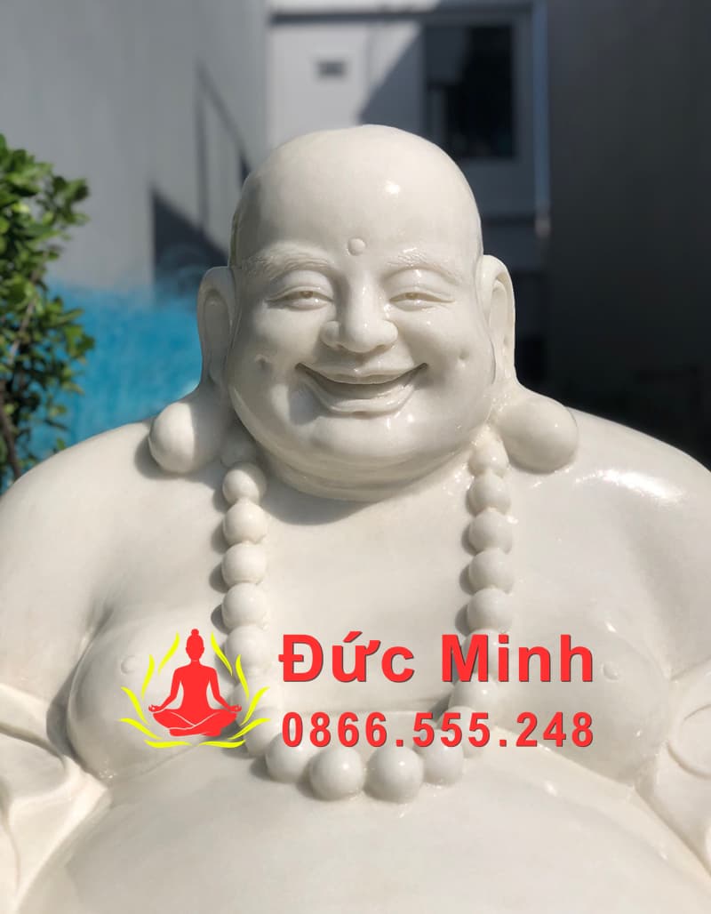 Tượng Di Lặc Đá Trắng Non Nước Đẹp Cao 1m2
