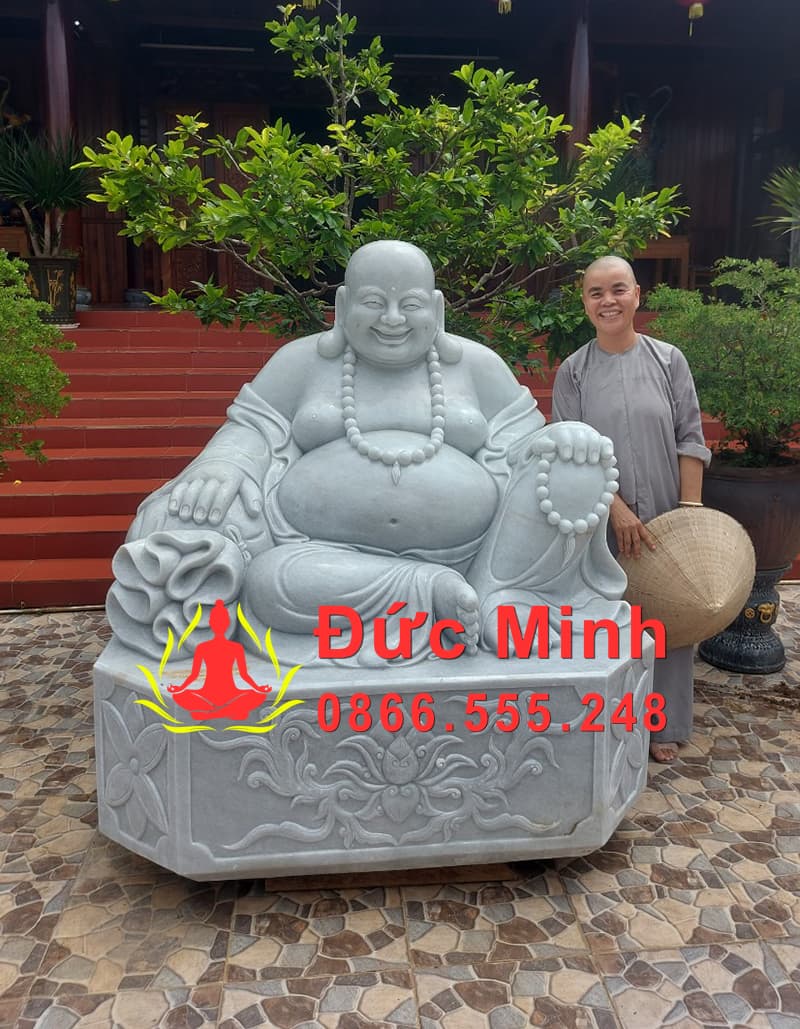 Mẫu Tượng Phật Di Lặc Đá Cúng Dường Đẹp Nguyên Khối Cao 1m5