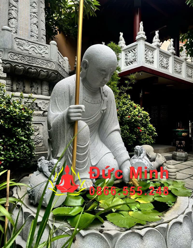 Tượng Địa Tạng Đá Sa Thạch Tự Nhiên